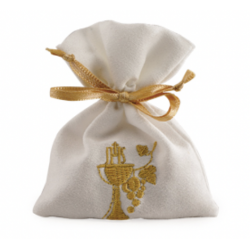 Pochon blanc calice or