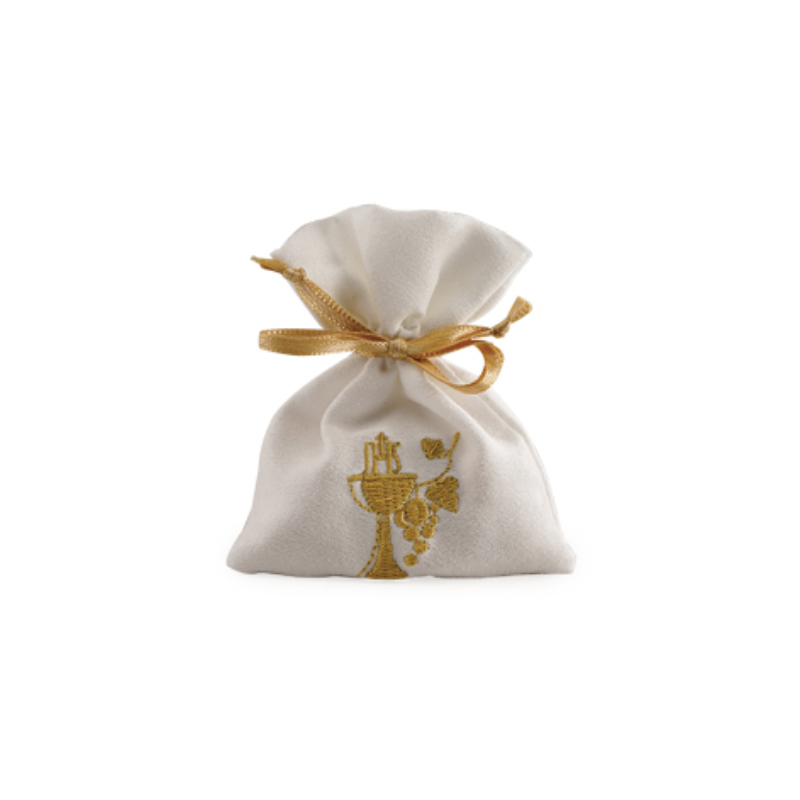 Pochon blanc calice or