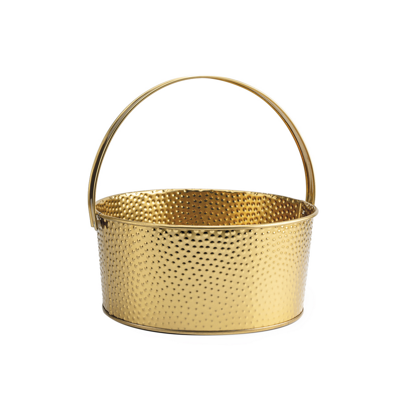 Panier Rond Or avec Anse en Zinc
